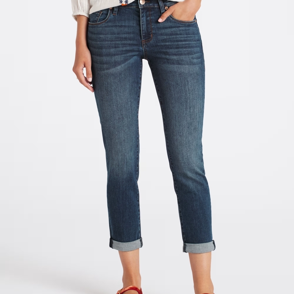 STS Blue Midrise Cropped Straight Jeans in Dark Indigo
